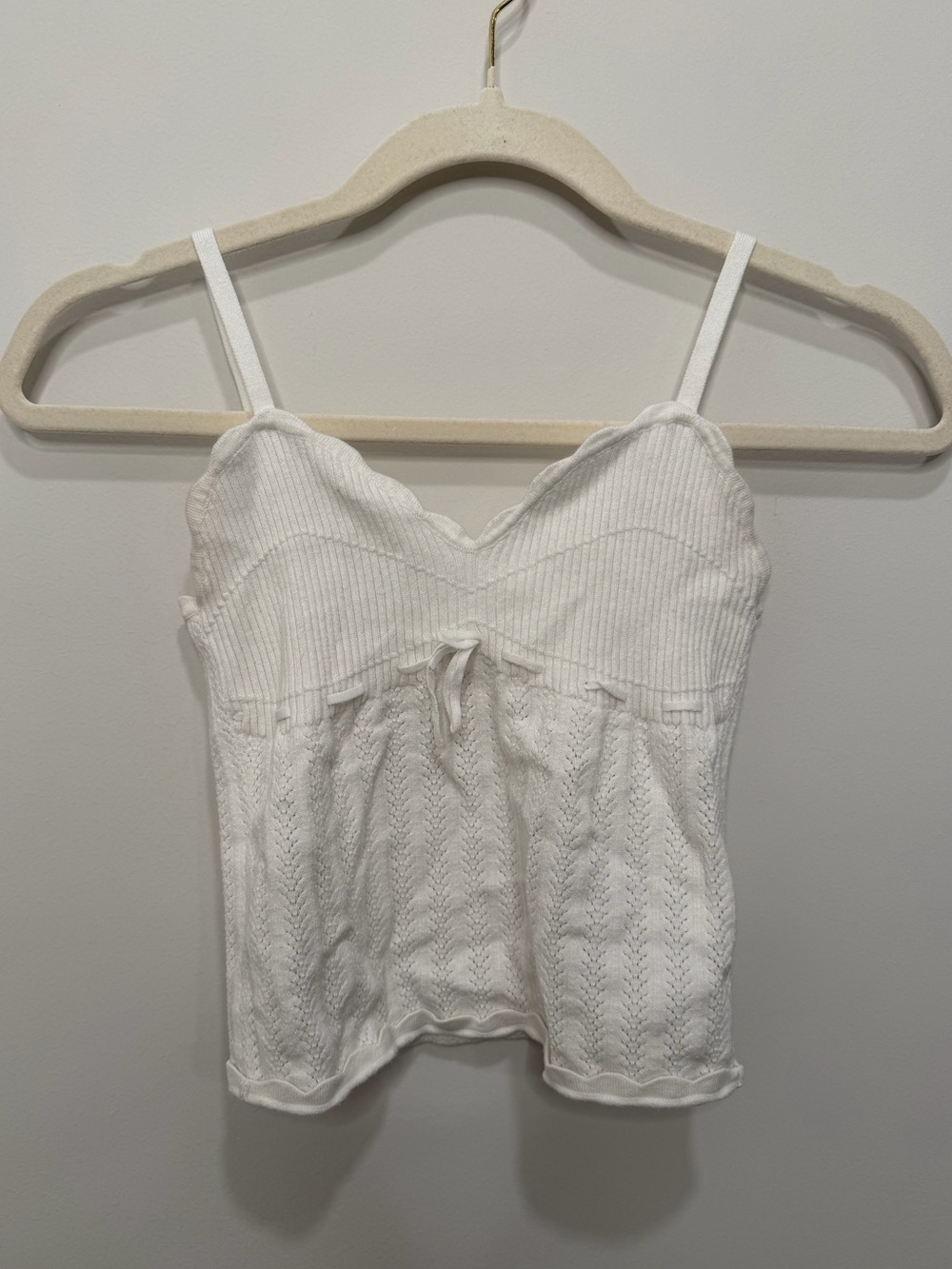 Wilfred Aritzia White Pointelle Sweetheart Cami Tank Top Small 84691